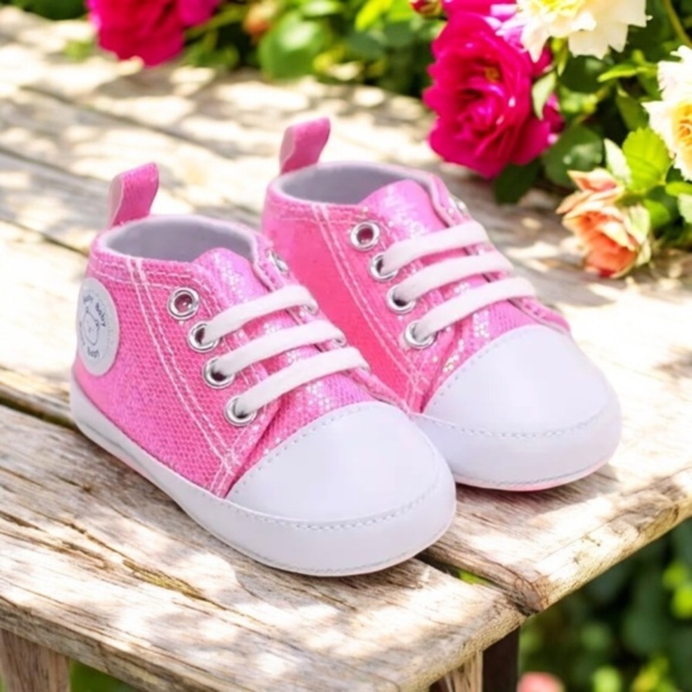 Rabeisir Trendy dark pink Sequin Sneakers for Baby Girls – Comfort Meets Style!
